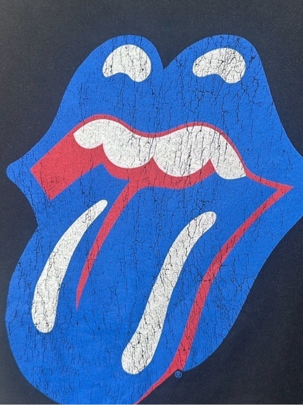 ZARA + The Rolling Stones Black Graphic Pullover Sweatshirt Blue Red Tongue L - Picture 11 of 15
